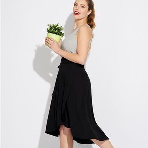 Pact Organic Black Midi Wrap Skirt